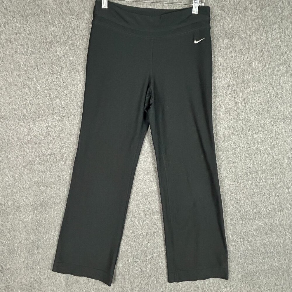 Nike Pants Womens Medium Black Fit Dry Flare Stretch Athletic Yoga Gym Spandex